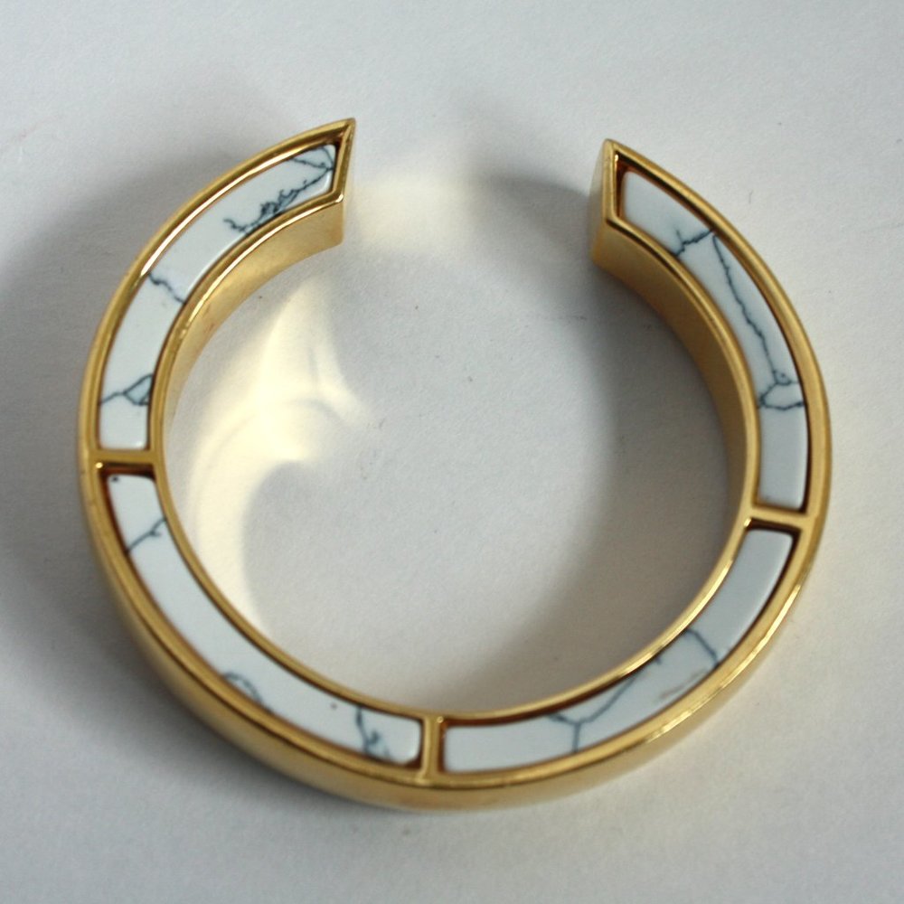 J.Crew Goldtone Cuff style bracelet encased Marble Extra Small Wrist